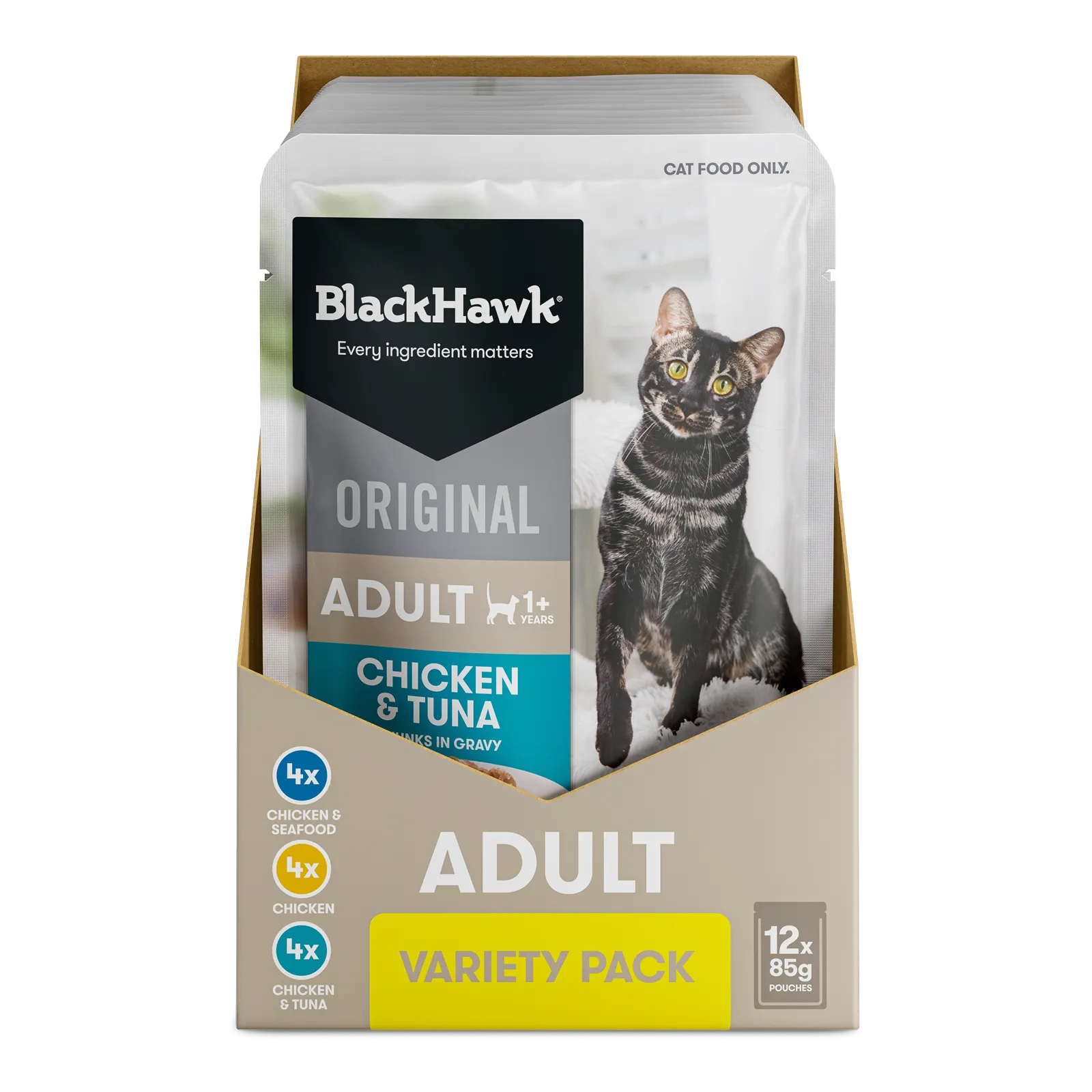Black Hawk Original Cat Food Pouch Adult Variety Pack in Gravy