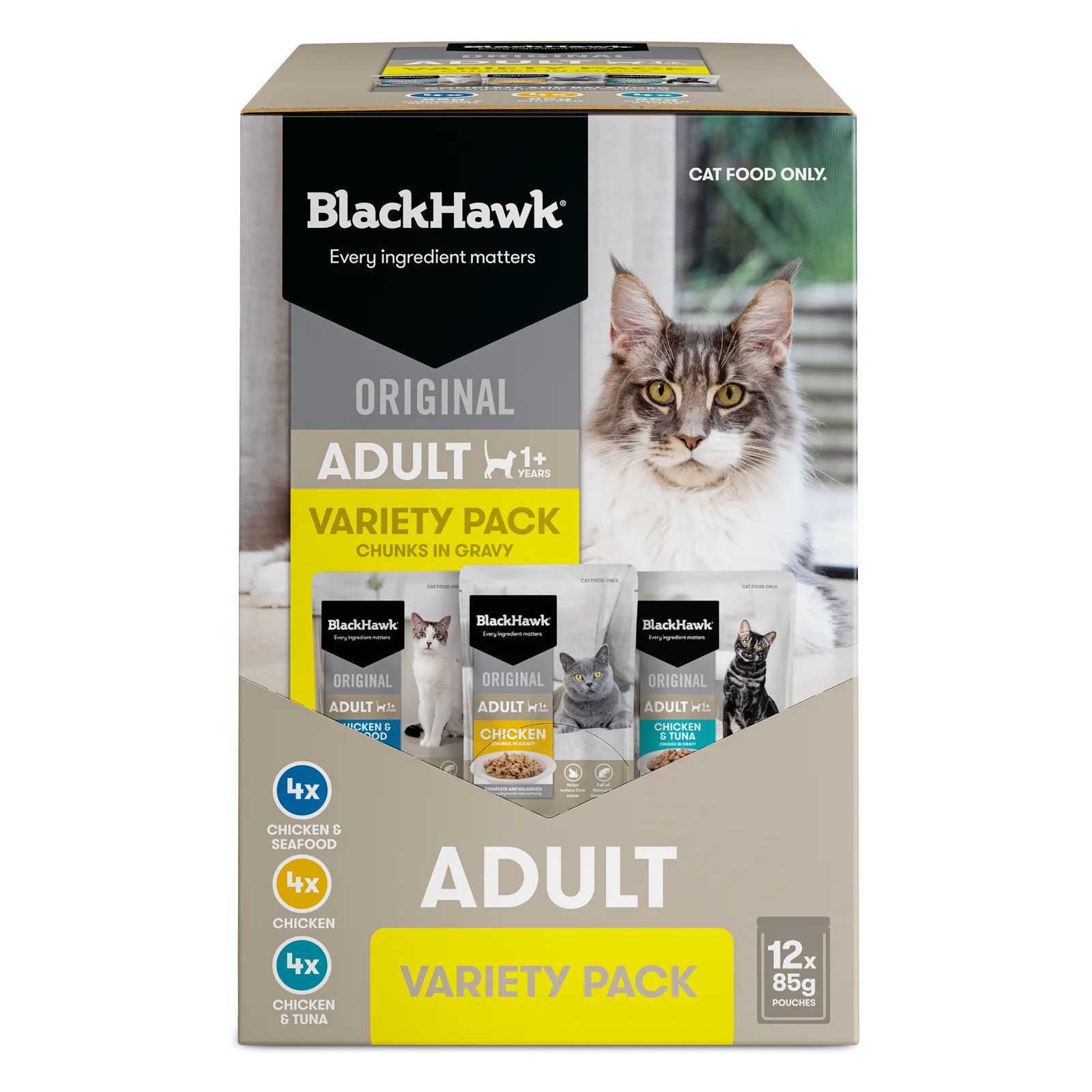 Black Hawk Original Cat Food Pouch Adult Variety Pack in Gravy