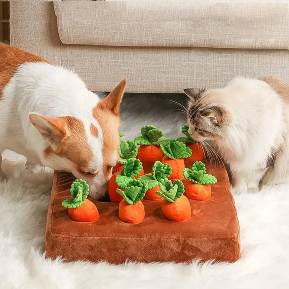 Carrot Snuffle Mat for Dogs and Cats - Puzzle Toy with 12 Carrots - Interactive Pet Stress Relief - Chew Toys for Small, Medium, and Large Dogs