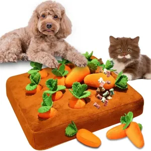 Carrot Snuffle Mat for Dogs and Cats - Puzzle Toy with 12 Carrots - Interactive Pet Stress Relief - Chew Toys for Small, Medium, and Large Dogs