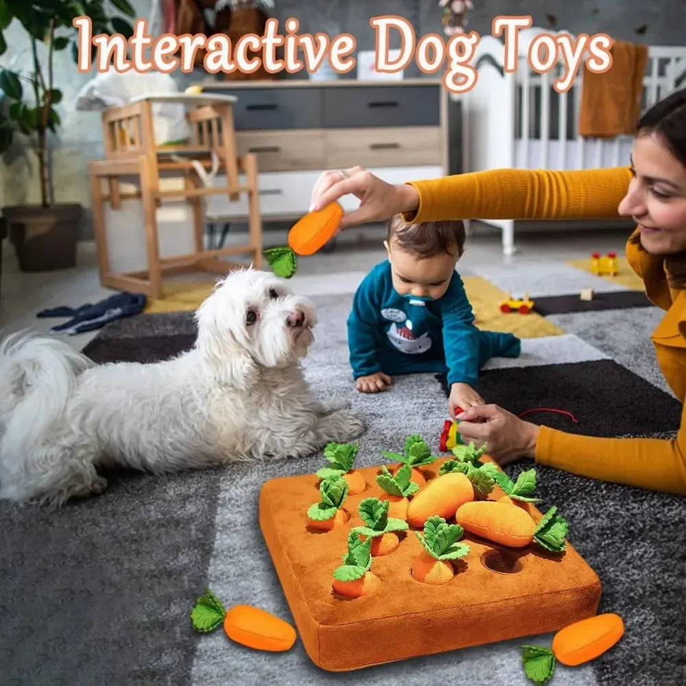 Carrot Snuffle Mat for Dogs and Cats - Puzzle Toy with 12 Carrots - Interactive Pet Stress Relief - Chew Toys for Small, Medium, and Large Dogs