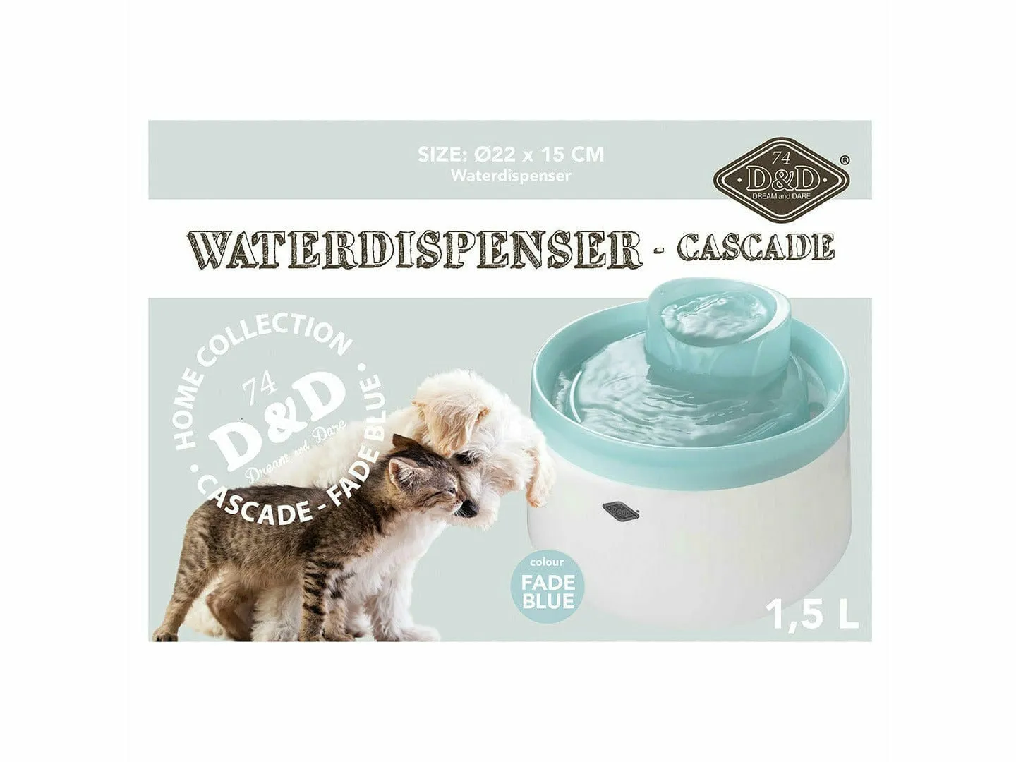 CASCADE WATERDISPENSER 1,5 LITER 22x22x15CM blue