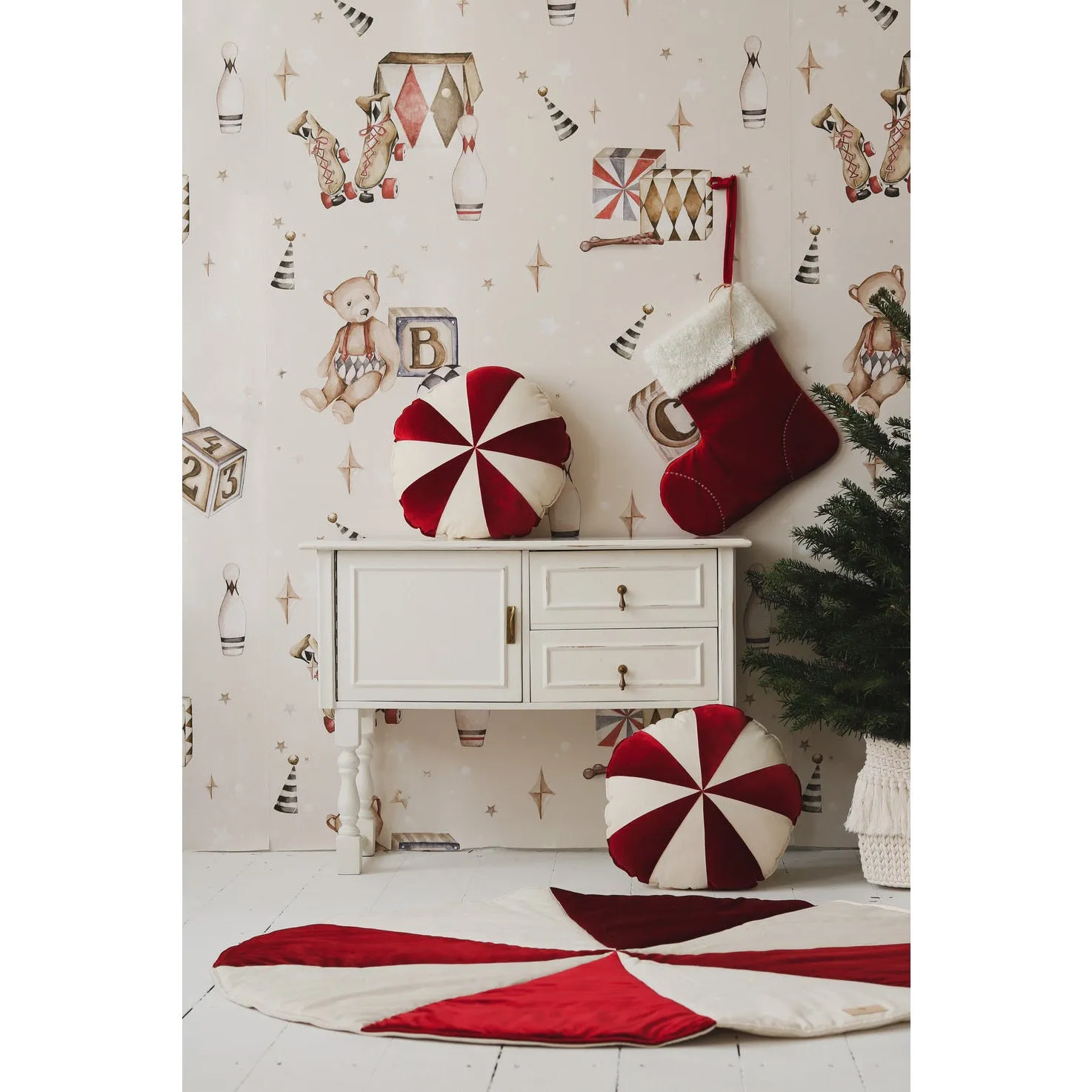 Christmas Round Patchwork Mat