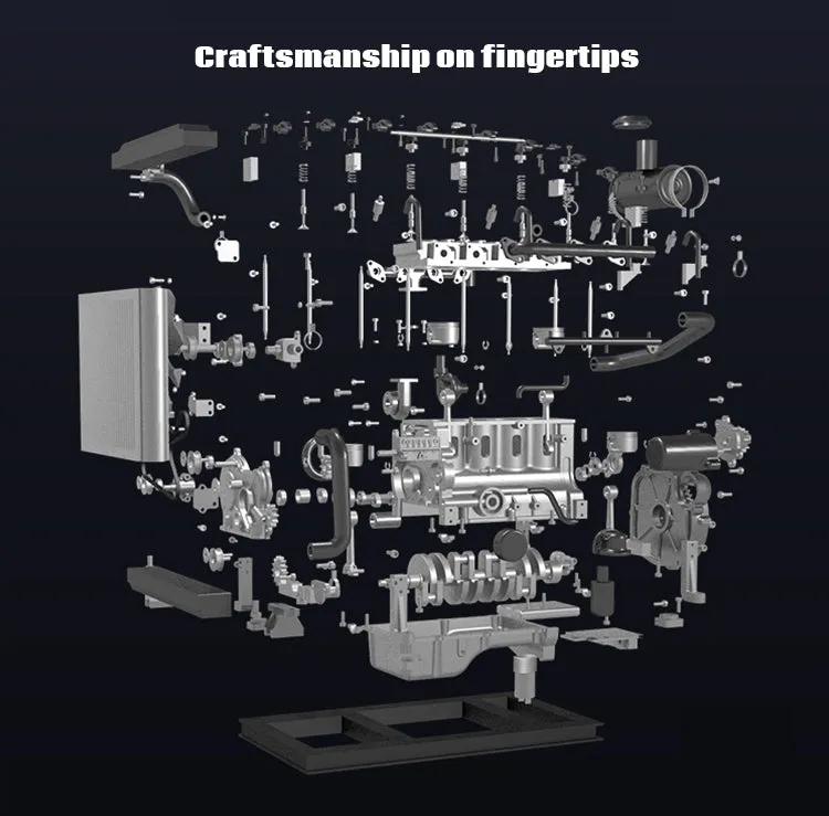 DM115, OHV Inline 4 Cylinder Diesel DIY Engine Model Kit that Runs, 1: 10 Full Metal, 300 Pcs,  Gifts for him
