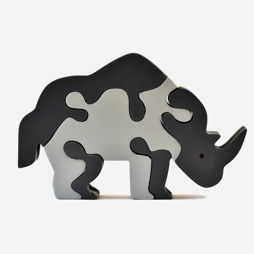ILEARNNGROW Animal Puzzle - Rhino, Children's Game, Educational Toy, Pet Learning, Fun Activity