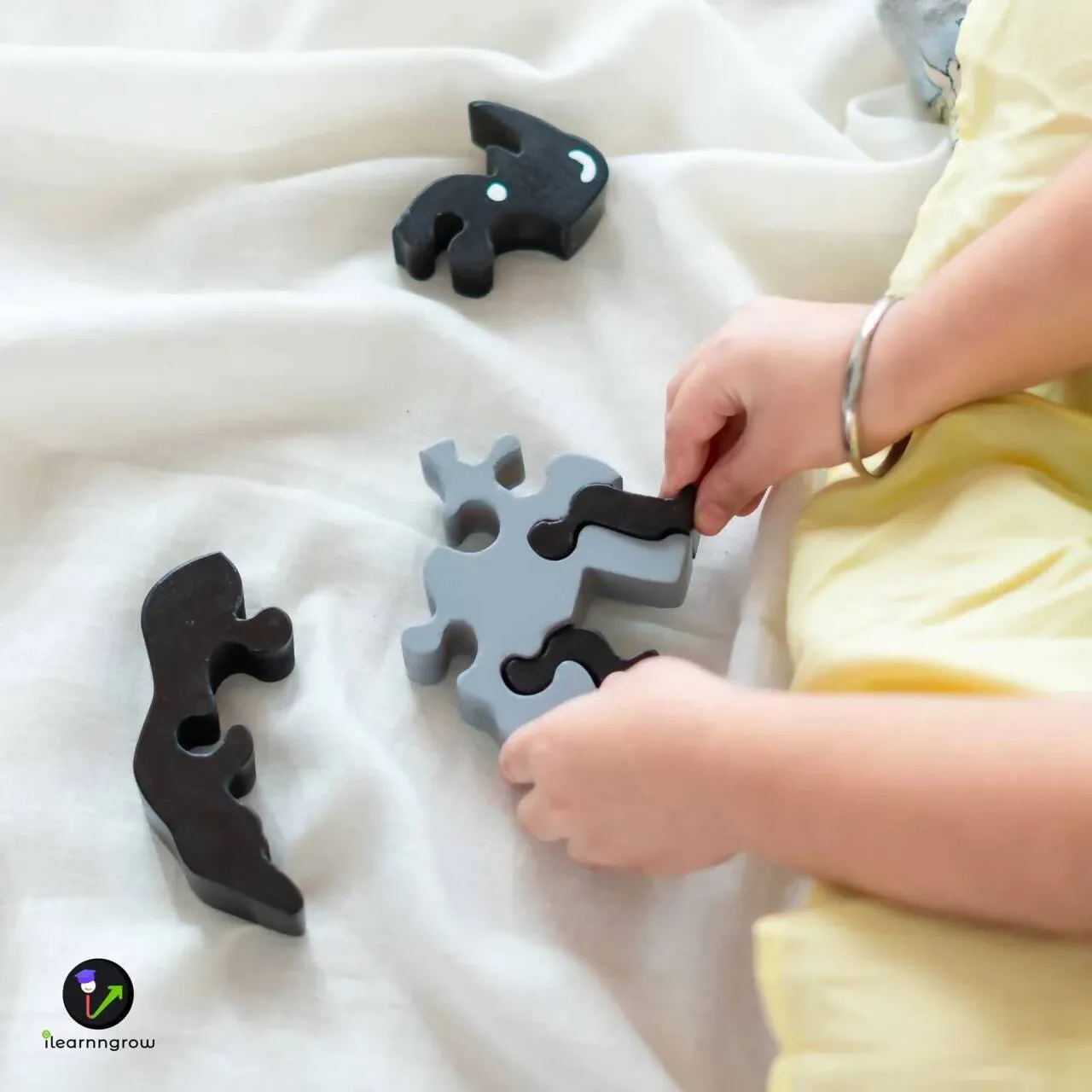 ILEARNNGROW Animal Puzzle - Rhino, Children's Game, Educational Toy, Pet Learning, Fun Activity