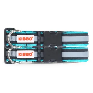 Kibbo Nylon Collar with Adjustable Buckle and D-Ring (Sea Green/Pack of 2)