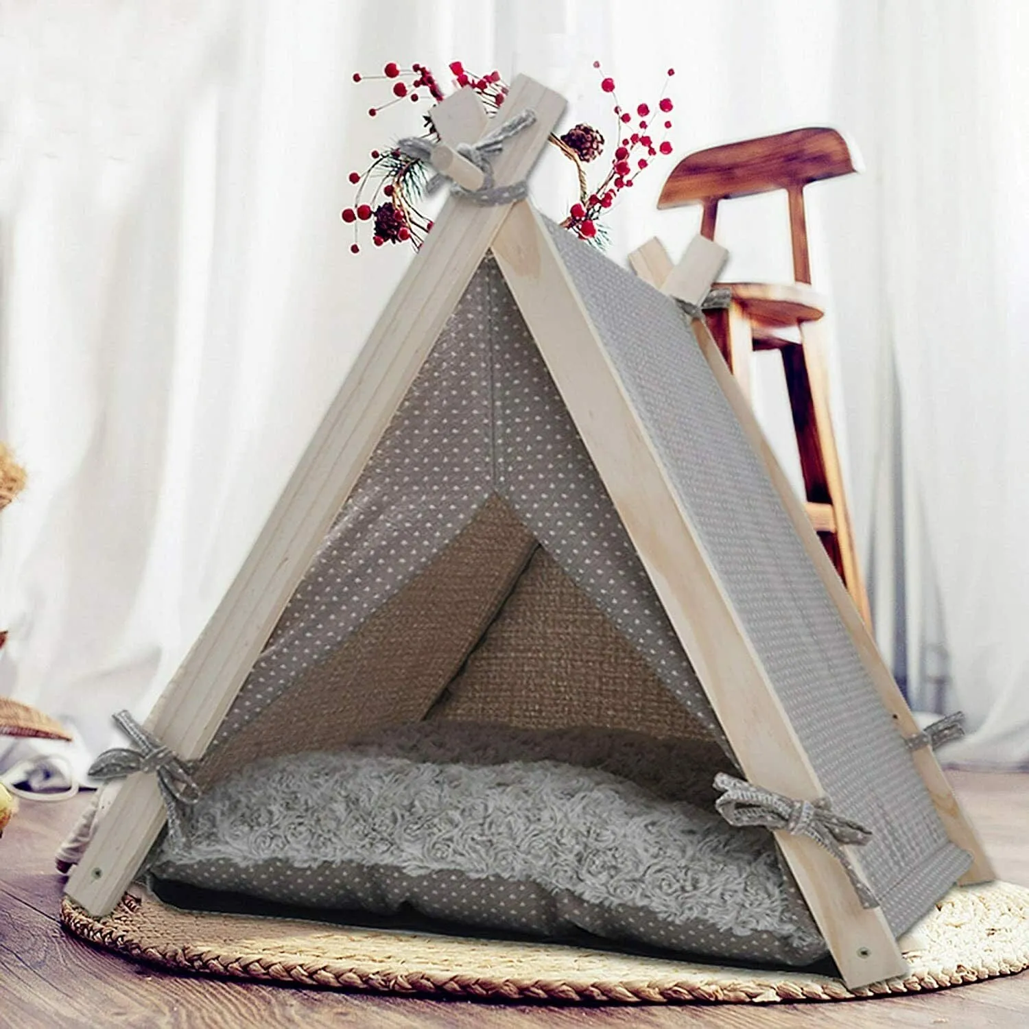 Luxury Pet Dog Puppy Teepee Tent Bed