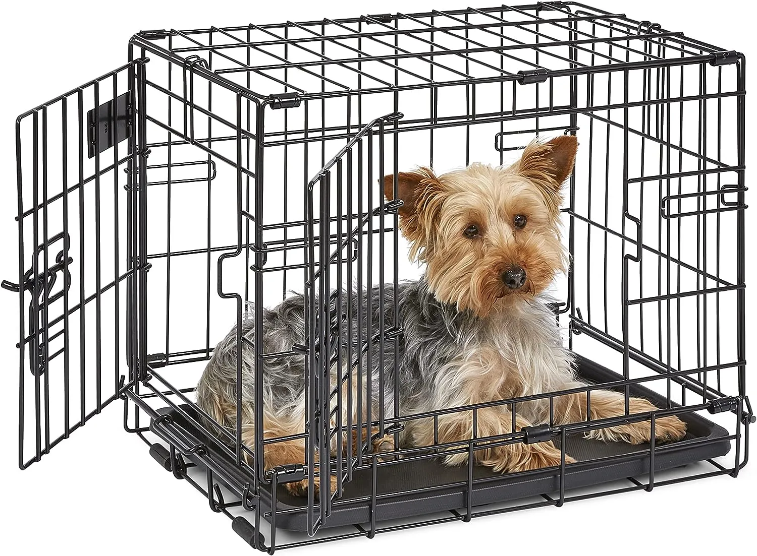 MidWest Homes For Pets iCrate Double Door Folding Dog Crate With LeakProof Pan