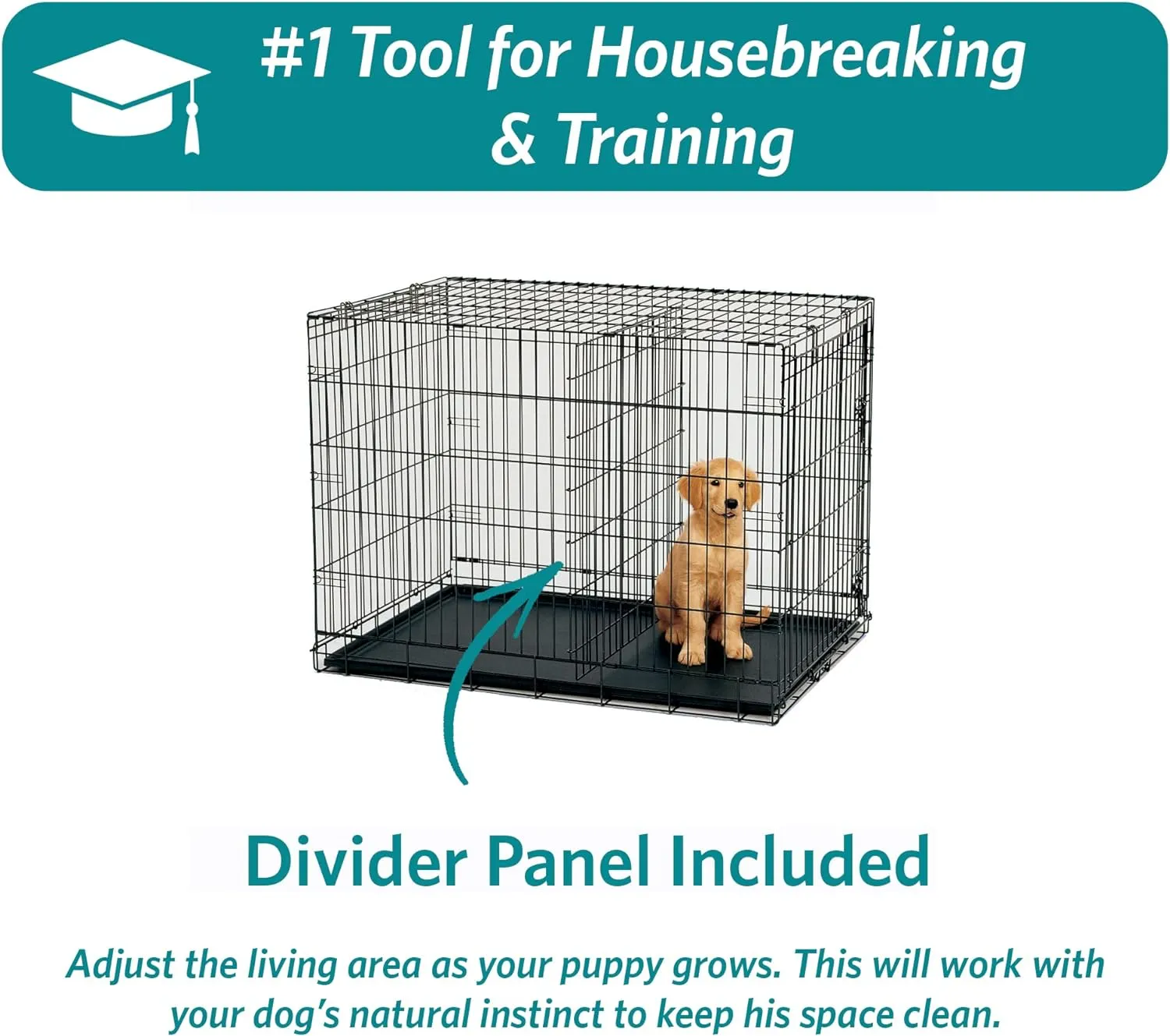 MidWest Homes For Pets iCrate Double Door Folding Dog Crate With LeakProof Pan
