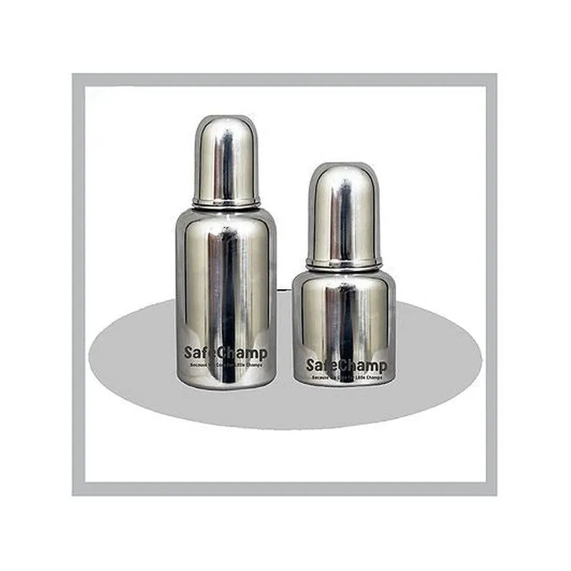 Missile Sterilizable 304 Grade Joint Less Steel Feeding Bottle (Pack-2) - 150 ml & 300 ml