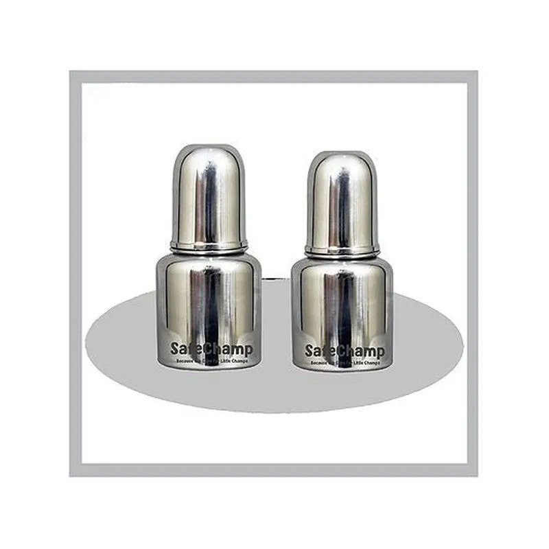 Missile Sterilizable 304 Grade Joint Less Steel Feeding Bottle (Pack-2) - 150 ml