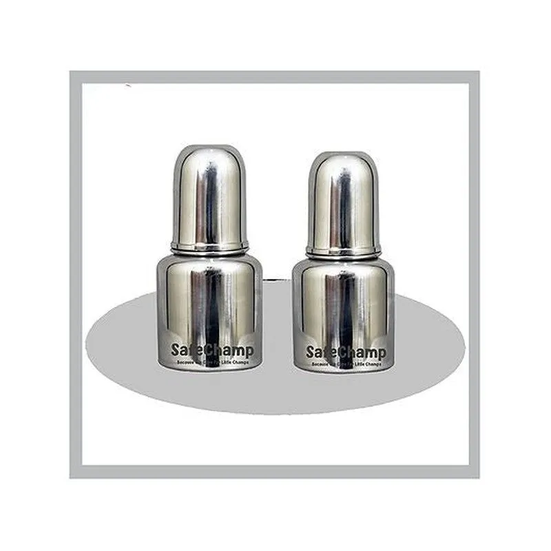 Missile Sterilizable 304 Grade Joint Less Steel Feeding Bottle (Pack-2) - 150 ml
