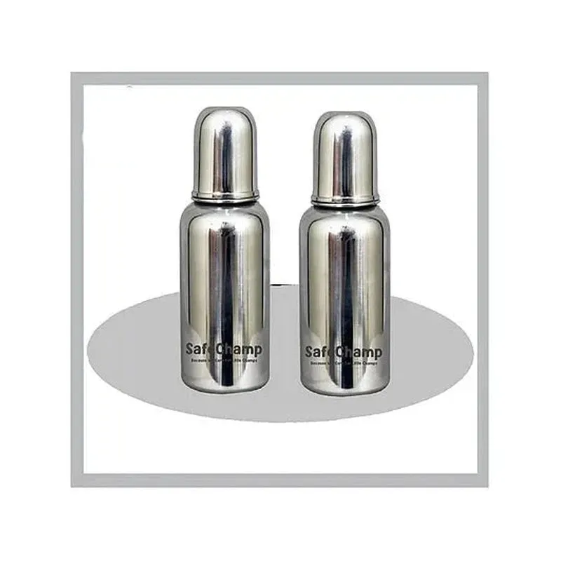 Missile Sterilizable 304 Grade Joint Less Steel Feeding Bottle (Pack-2) - 200 ml & 300 ml