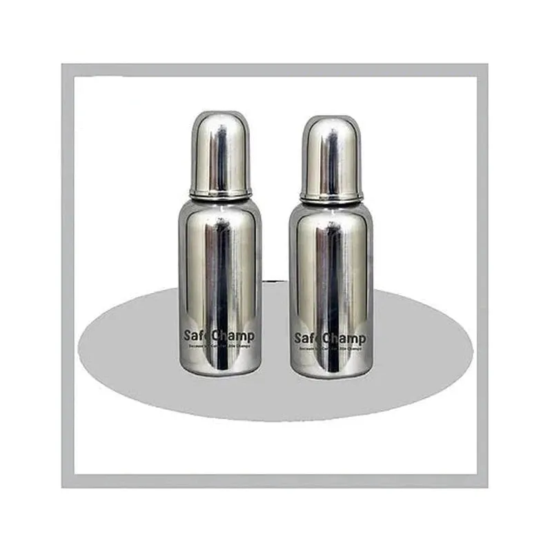 Missile Sterilizable 304 Grade Joint Less Steel Feeding Bottle (Pack-2) - 200 ml