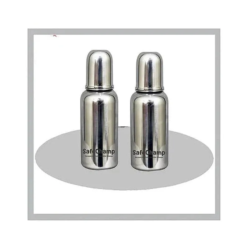 Missile Sterilizable 304 Grade Joint Less Steel Feeding Bottle (Pack-2) - 200 ml