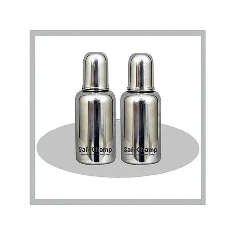 Missile Sterilizable 304 Grade Joint Less Steel Feeding Bottle (Pack-2) - 300 ml