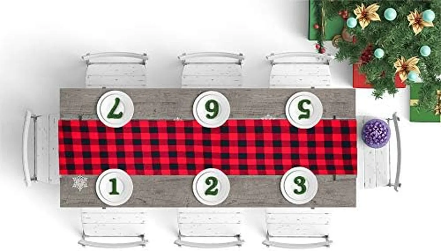 Red and Black Buffalo Check Cotton Table Runner - Classic Stylish Design for Family Dinners and Holidays