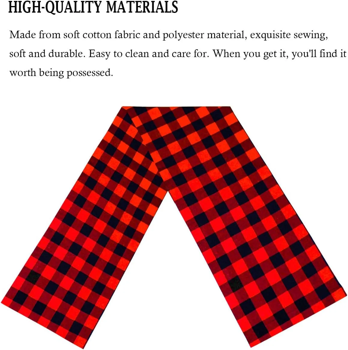 Red and Black Buffalo Check Cotton Table Runner - Classic Stylish Design for Family Dinners and Holidays