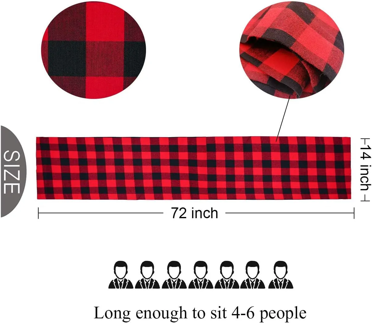 Red and Black Buffalo Check Cotton Table Runner - Classic Stylish Design for Family Dinners and Holidays
