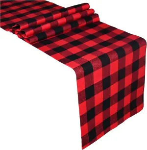 Red and Black Buffalo Check Cotton Table Runner - Classic Stylish Design for Family Dinners and Holidays