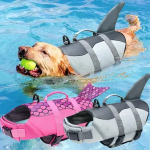 Shark Dog Life Jacket | Enhanced Buoyancy Swimming Safety Vest with Handle | Small to Large Dogs Surfing Gear | Alo Trendy