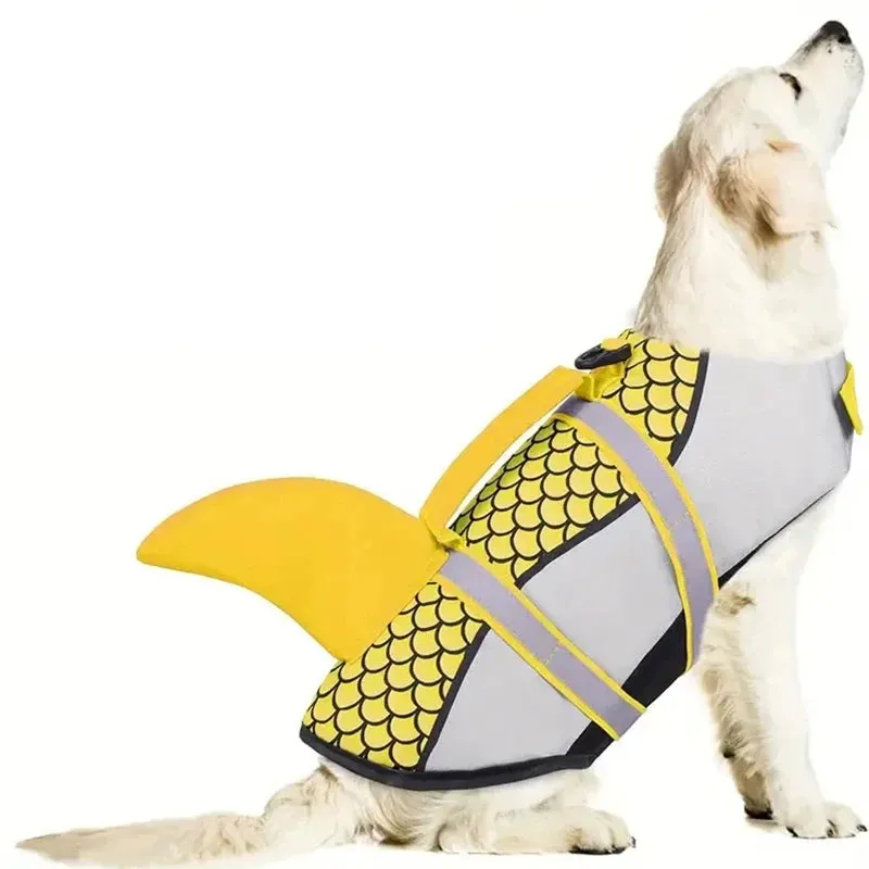 Shark Dog Life Jacket | Enhanced Buoyancy Swimming Safety Vest with Handle | Small to Large Dogs Surfing Gear | Alo Trendy