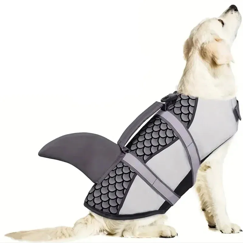 Shark Dog Life Jacket | Enhanced Buoyancy Swimming Safety Vest with Handle | Small to Large Dogs Surfing Gear | Alo Trendy