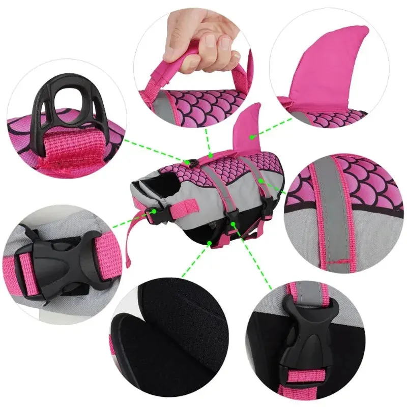 Shark Dog Life Jacket | Enhanced Buoyancy Swimming Safety Vest with Handle | Small to Large Dogs Surfing Gear | Alo Trendy