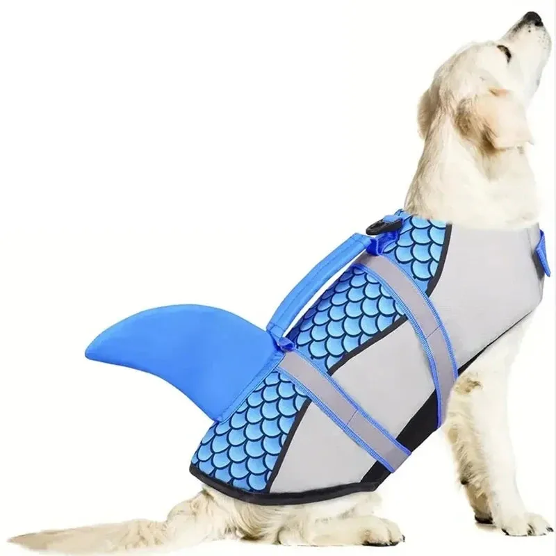 Shark Dog Life Jacket | Enhanced Buoyancy Swimming Safety Vest with Handle | Small to Large Dogs Surfing Gear | Alo Trendy