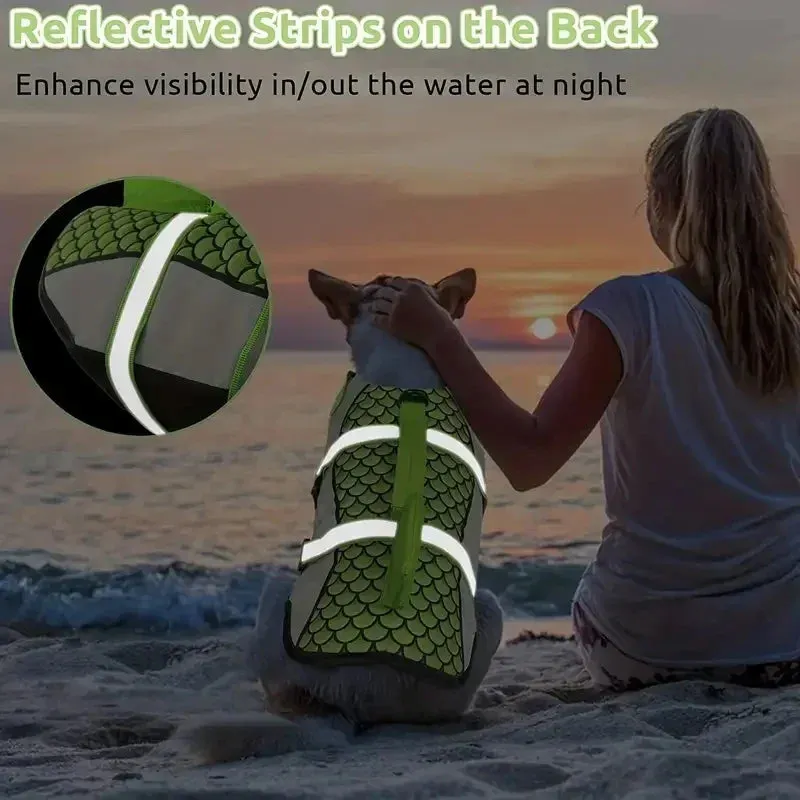 Shark Dog Life Jacket | Enhanced Buoyancy Swimming Safety Vest with Handle | Small to Large Dogs Surfing Gear | Alo Trendy