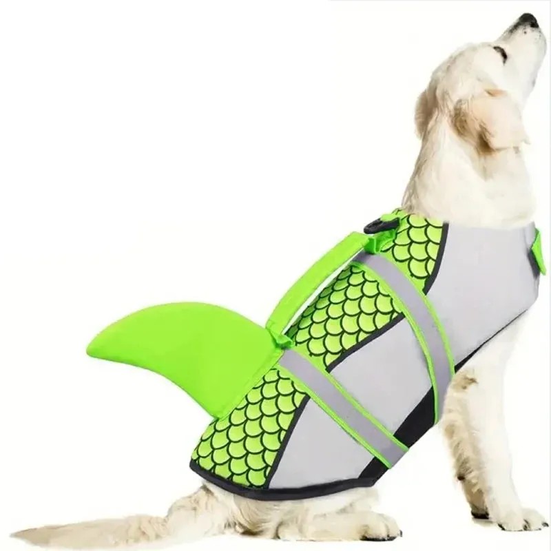 Shark Dog Life Jacket | Enhanced Buoyancy Swimming Safety Vest with Handle | Small to Large Dogs Surfing Gear | Alo Trendy