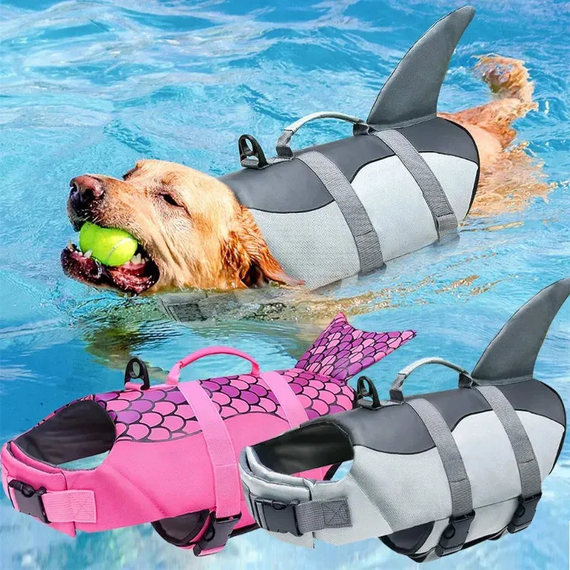 Shark Dog Life Jacket | Enhanced Buoyancy Swimming Safety Vest with Handle | Small to Large Dogs Surfing Gear | Alo Trendy