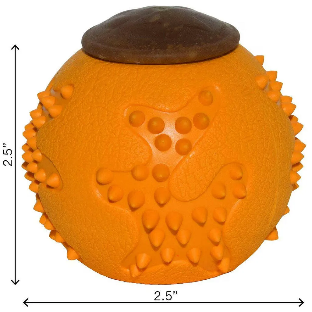 Starmark RubberTuff Dog Treat Ball Orange