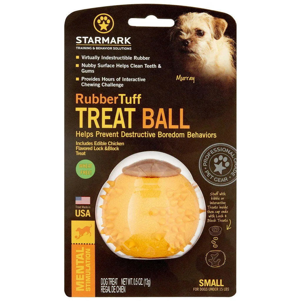 Starmark RubberTuff Dog Treat Ball Orange