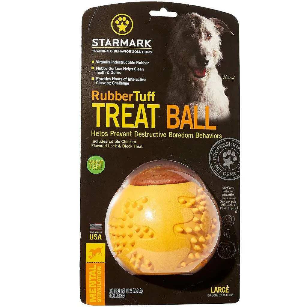 Starmark RubberTuff Dog Treat Ball Orange