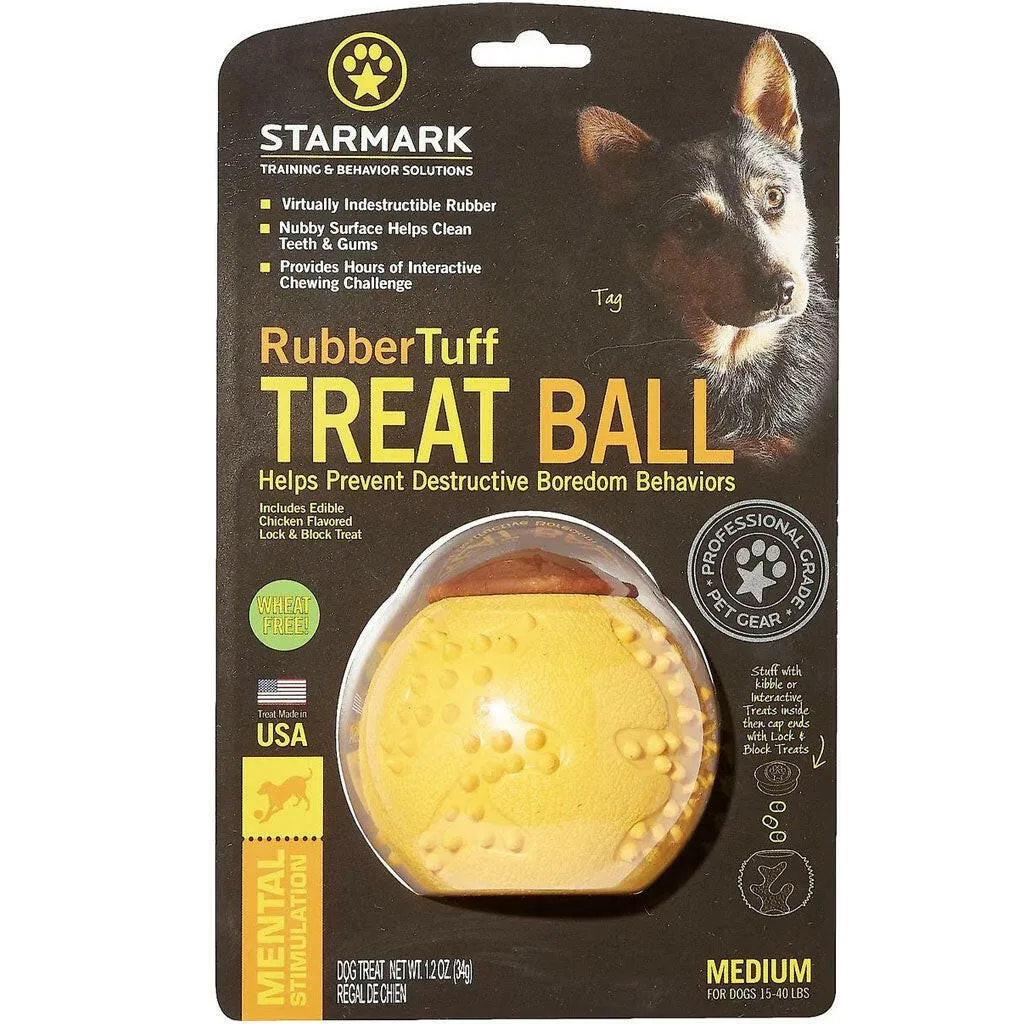 Starmark RubberTuff Dog Treat Ball Orange