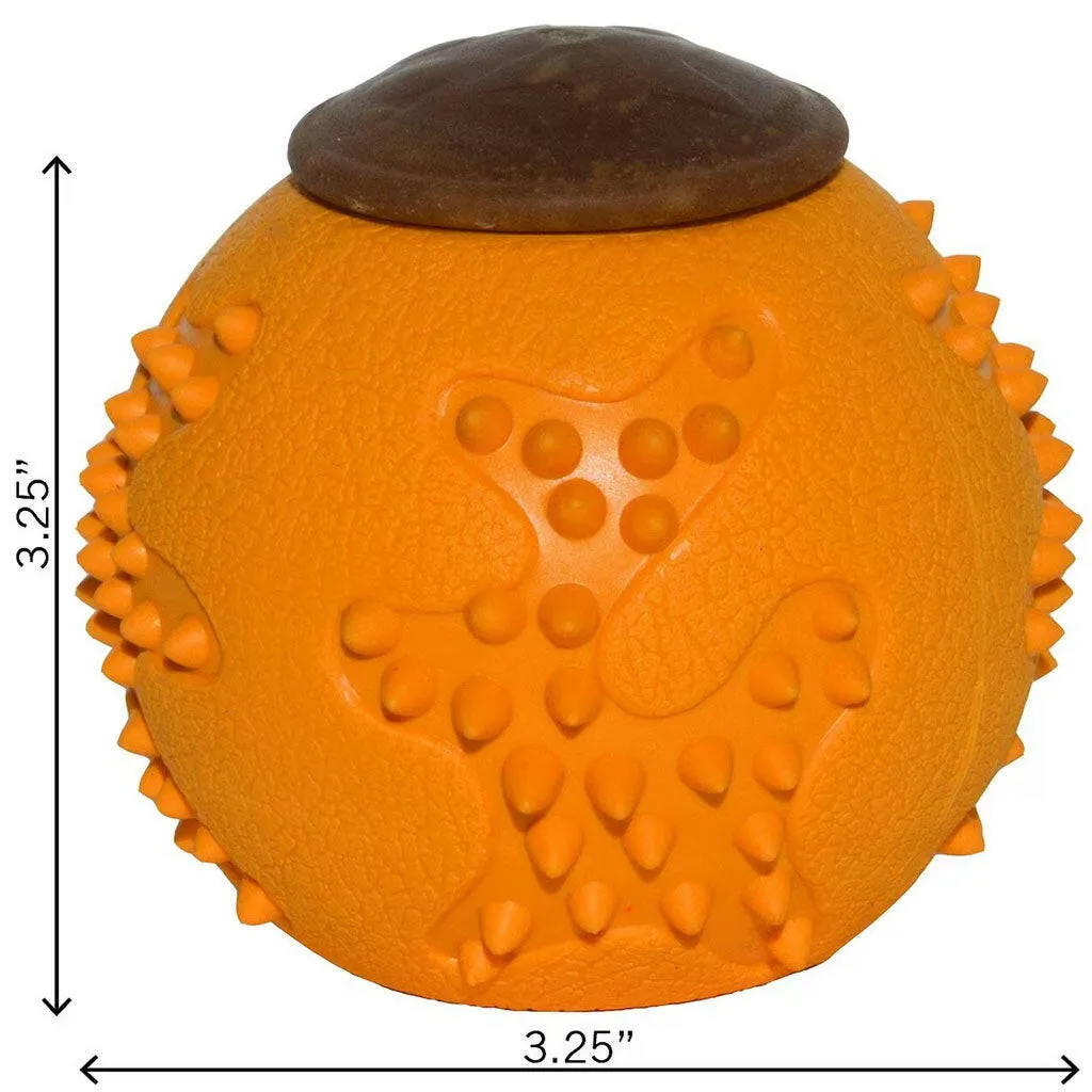 Starmark RubberTuff Dog Treat Ball Orange