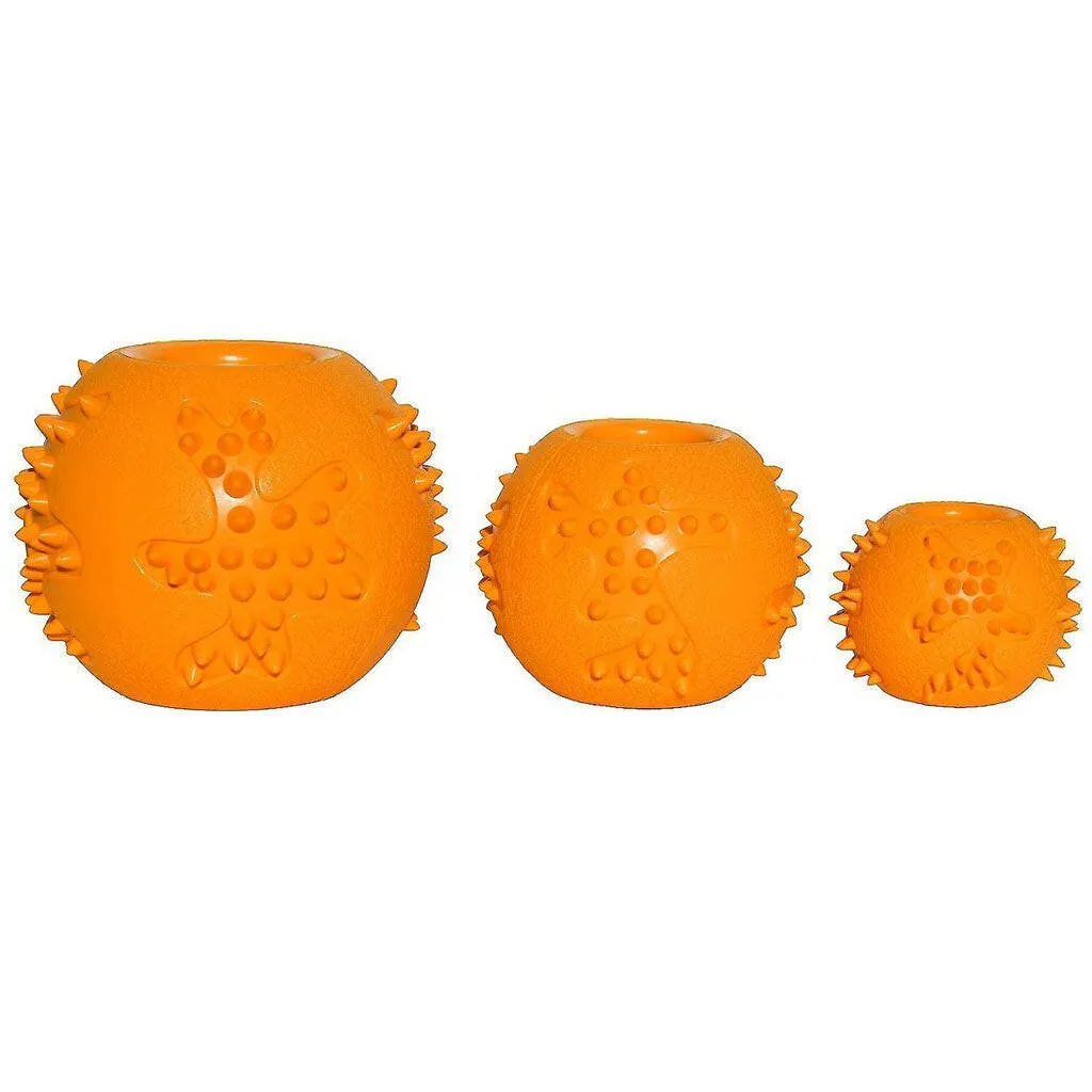 Starmark RubberTuff Dog Treat Ball Orange