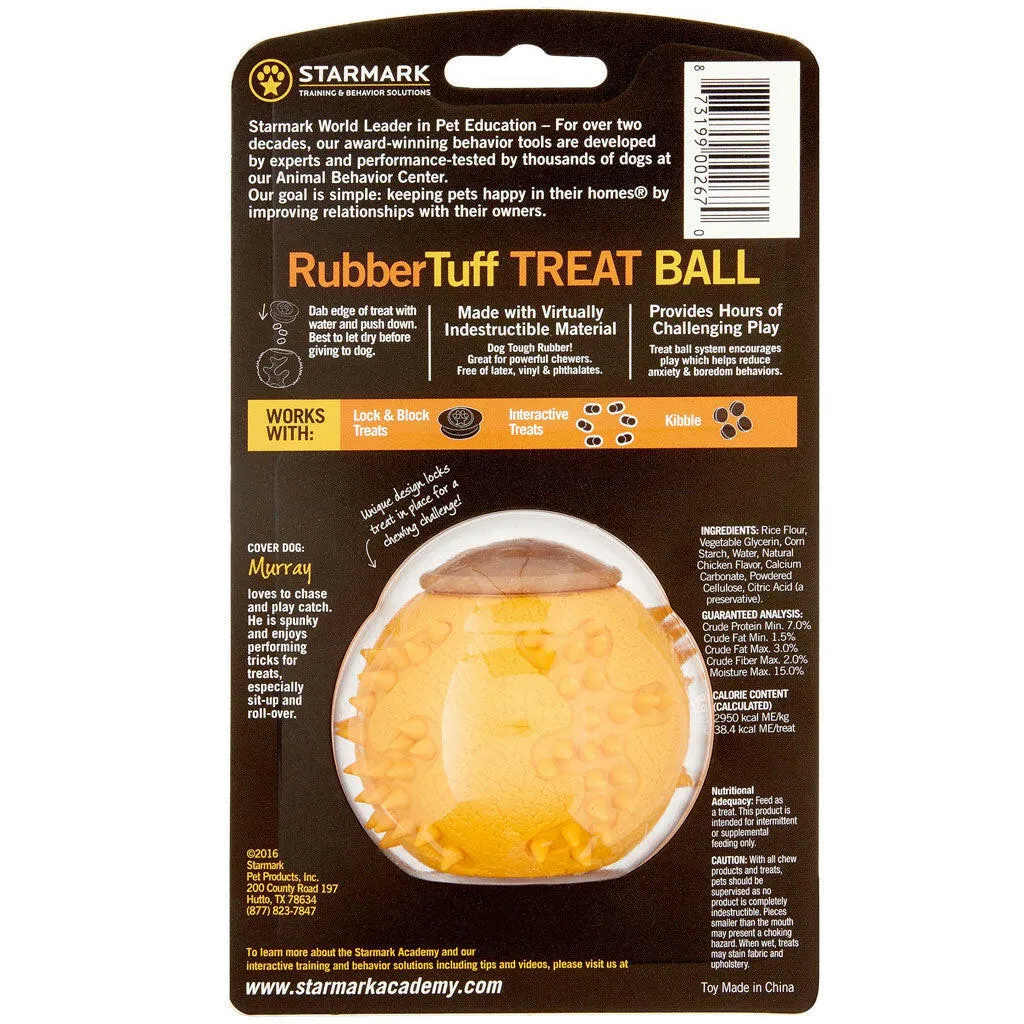 Starmark RubberTuff Dog Treat Ball Orange