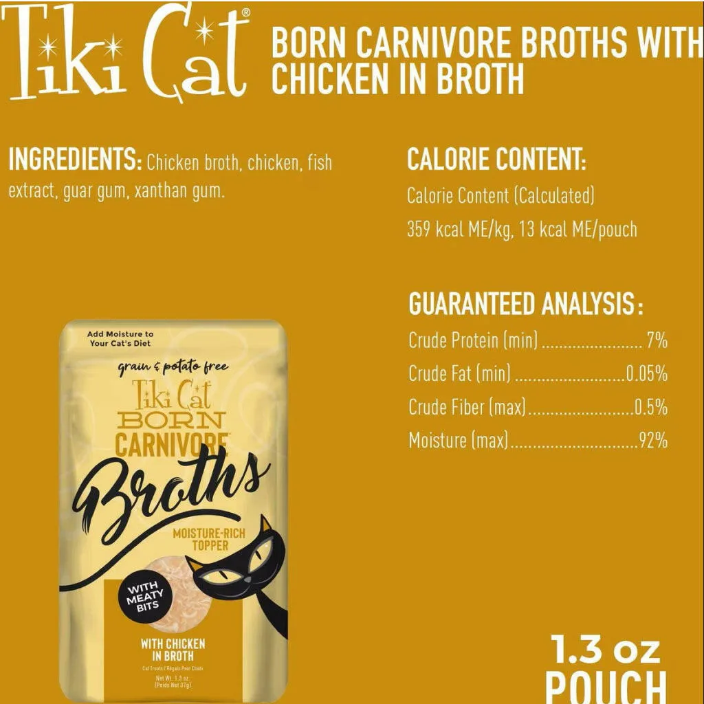 Tiki Cat Chicken Broth Pouch (1.3 oz x 12 pouches)