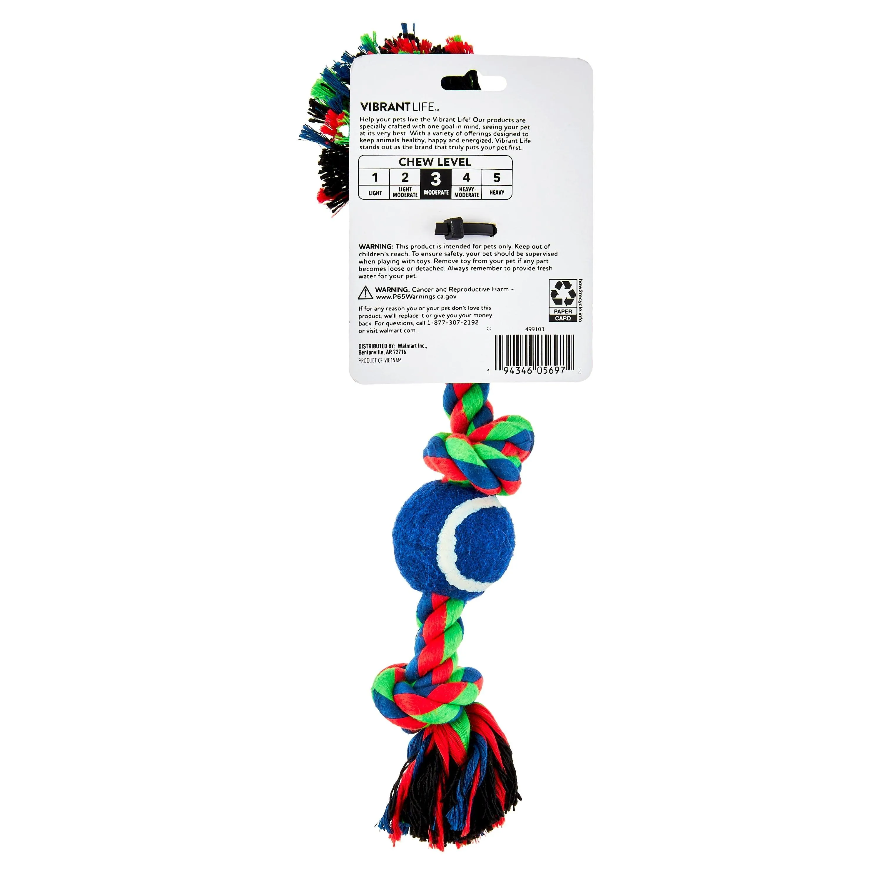 Vibrant Life Chomp and Tug Buddy Tennis Balls Dog Chew Toy